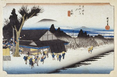Ishibe (treblokktrykk i farger) av Ando or Utagawa Hiroshige