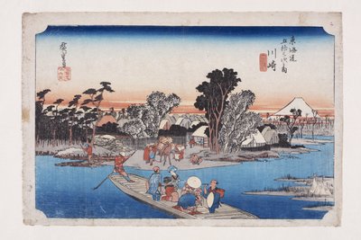 Kawasaki: Teroku g? Ferge (Kawasaki, Roku g? Ibune) av Ando or Utagawa Hiroshige