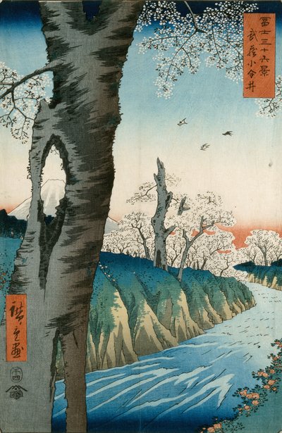 Koganei i Musashi-provinsen av Ando or Utagawa Hiroshige