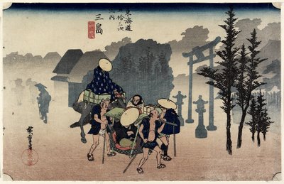Morning Mist, Mishima, ca. 1833 av Ando or Utagawa Hiroshige