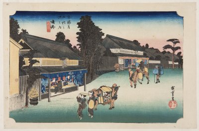 Narumi: Famo s Arimatsu Chie d Fabri c (Narumi, Meibutsu Arimatsu Shibori) av Ando or Utagawa Hiroshige