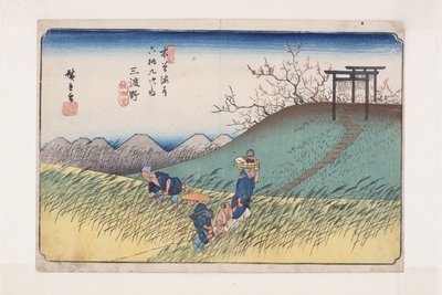 nr. 42, Midono (farget treblokktrykk) av Ando or Utagawa Hiroshige