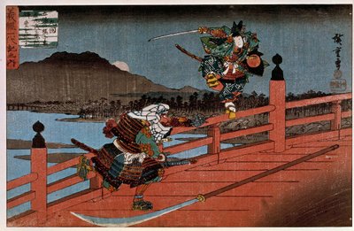 Samurai Battle japansk trykk av Hiroshige Utagawa (1797-1858). 1800-tallet. Paris, Guimet-museet, Nasjonalmuseet for asiatisk kunst av Ando or Utagawa Hiroshige