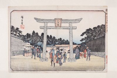 Sann? Shrine at the Nagata Riding Grounds (Nagatababa Sann?g?) (farget treblokktrykk) av Ando or Utagawa Hiroshige