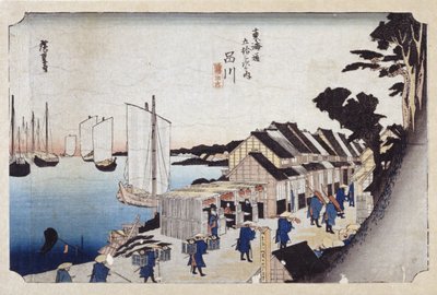 Shinagawa (treblokktrykk i farger) av Ando or Utagawa Hiroshige