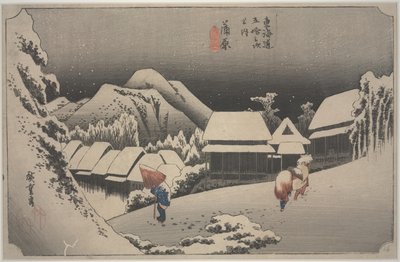 Snø om natten av Ando or Utagawa Hiroshige