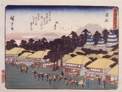 Station 30, Hamamatsu (farget treblokktrykk) av Ando or Utagawa Hiroshige