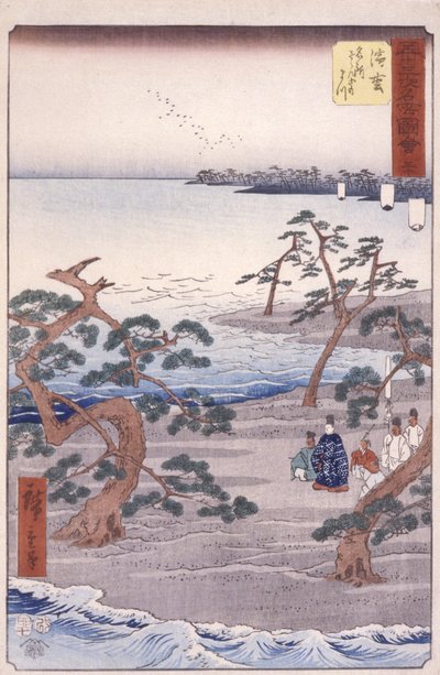 Station 30, Hamamatsu (farget treblokktrykk) av Ando or Utagawa Hiroshige