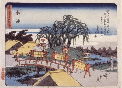 stasjon 36, Goyu; Kyoka Tokaido-serien (farget treblokktrykk) av Ando or Utagawa Hiroshige