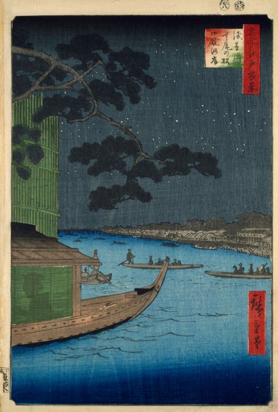 "Suksessfuruen" ved Onmaya Embankment, Asakusa-elven av Ando or Utagawa Hiroshige