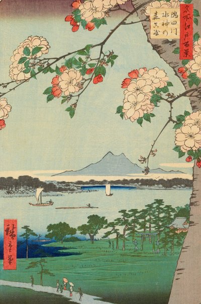 Suijin-skogen og Massaki ved Sumida-elven av Ando or Utagawa Hiroshige