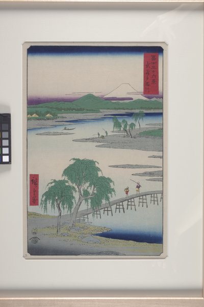 Tama-elven i Musashi-provinsen (Musashi Tamagawa) (farget treblokktrykk) av Ando or Utagawa Hiroshige