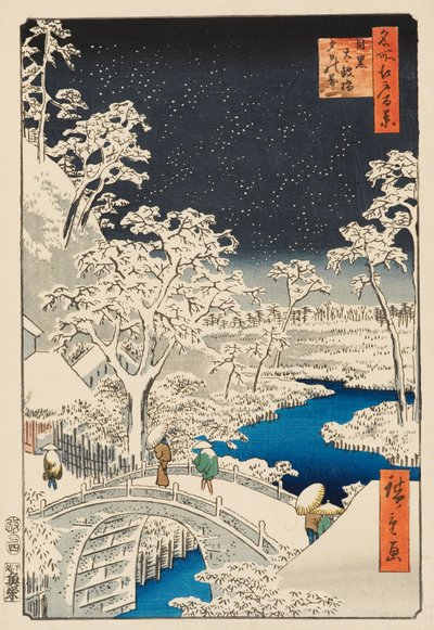 Yūhi Hill og Drum Bridge ved Meguro av Ando or Utagawa Hiroshige