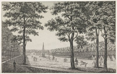 Utsikt over den franske leiren på Malieveld i Haag til ære for tiltredelsen av Louis Napoleon til tronen av André