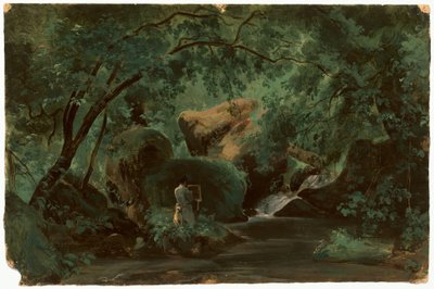 Skoginteriør med en maler, Civita Castellana, 18251830. av André Giroux