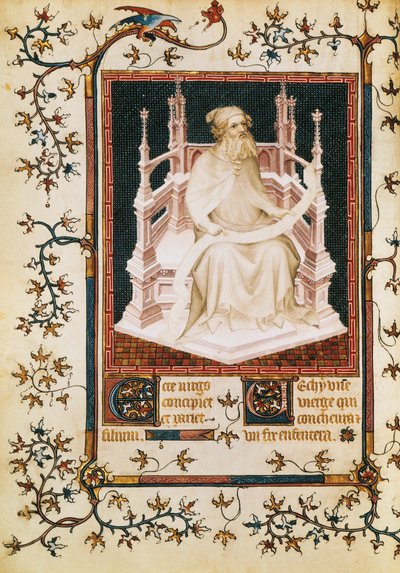 Profeten Jesaja, miniatyr fra Salteren, av Andre Beauneveu for hertugen av Berry, manuskript, Frankrike. av Andre Beauneveu