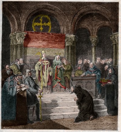 Keiser Henri IV (1050-1106) ved føttene til pave Gregor VII (1020-85) av Andre Cluysenaar