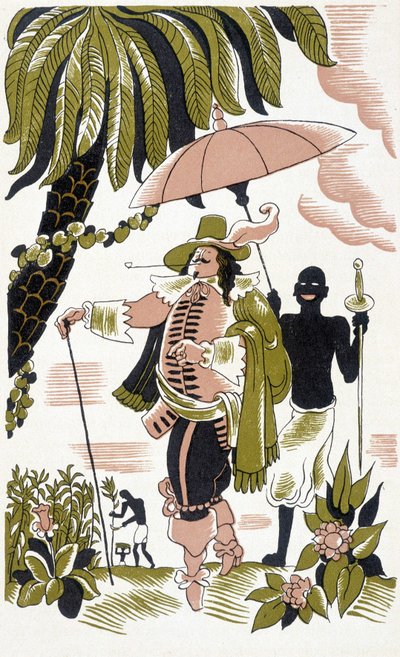 Pirat som illustrerer "Fem fortellinger" til den franske forfatteren Pierre Mac Orlan (1882 - 1970) redigert i 1932 (gravering) av Andre Devambez