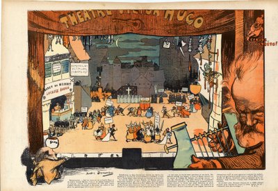 Teater av Victor Hugo av Andre Devambez (1867-1944) karikatur i "" Le rire""" fra 1902 av Andre Devambez