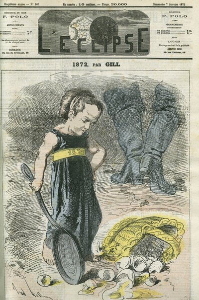 1872, en liten jente ser på kurven med sprekker. Omslag i "" L