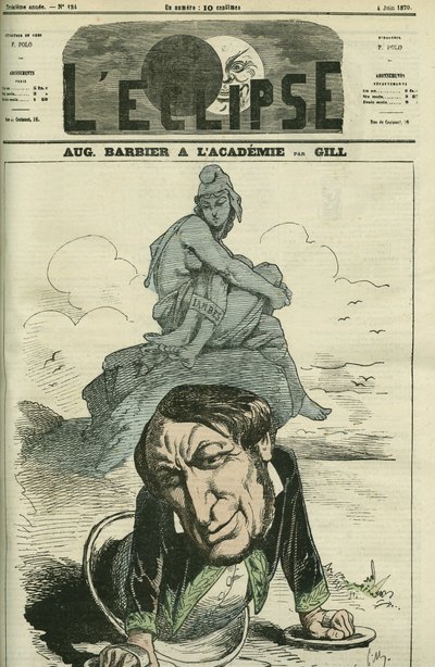 Auguste Barbier (1805-1882), fransk poet valgt inn i det franske akademiet i 1869. Omslag i "" L