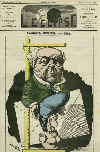 Auguste Casimir Perier (1811-1876), fransk politiker. Omslag i "" L'Eclipse"" av Gill, 6. oktober av Andre Gill