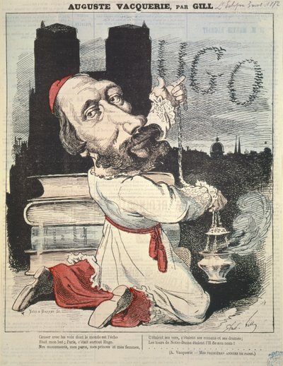 Auguste Vacquerie (1819-95) fra omslaget til LEclipse, gravert av Yves & Barret, 3. november 1872 av Andre Gill