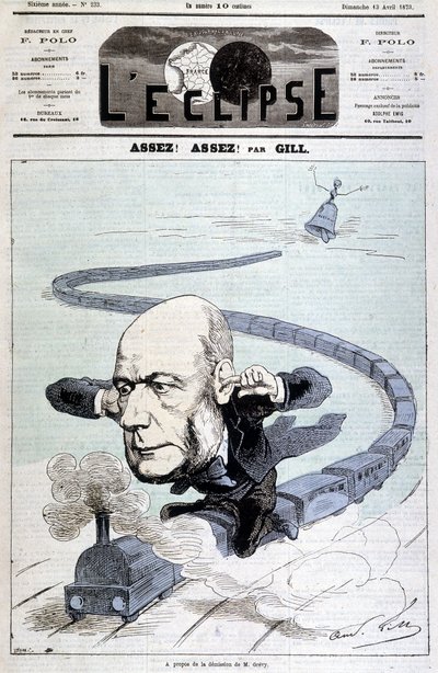 Tegneserie "" om fratredelsen til Mr. Grévy"" - av Gill, i "" L