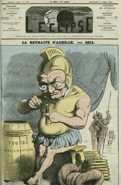 Tegneserie av Adolphe Thiers (1797-1877), fransk statsmann. Omslag i "" L