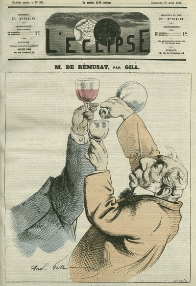 Tegneserie av Charles de Remusat (1797-1875), fransk filosof og politiker. Omslag i "" L
