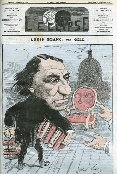 Tegneserie av Louis Blanc (1811-1882), fransk politiker og historiker. Omslag i "" L