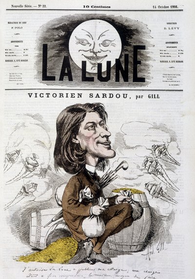 Tegneserie av viktorianske Sardou av Gill - Cover of The Moon av 14.10.1866. av Andre Gill