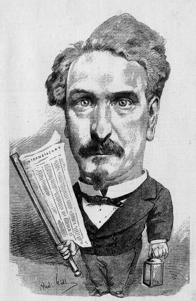 Drawing by Andre Gill representing Henri Rochefort (1831-1913) French journalist and politician, In “” The Illustrous World” av Andre Gill