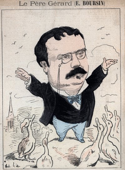 Elphege Boursin (1836-1891) journalist, politisk essayist, bokstavenes mann og historiker - tegneserie av Andre Gill i «Les Hommes d