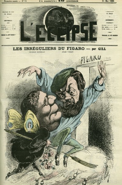 The Irregulars of the Figaro kom inn i dagboken til Charles Monselet (1825-1888) og Jules Valles (1832-1885). Cover i "The Eclipse"" av Gill, mai av Andre Gill