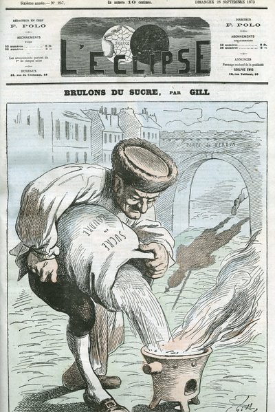La oss brenne sukker, en karikatur av tilbaketrekningen av tyske tropper fra Frankrike i henhold til Frankfurt-traktaten 16. september. Omslag i "" L