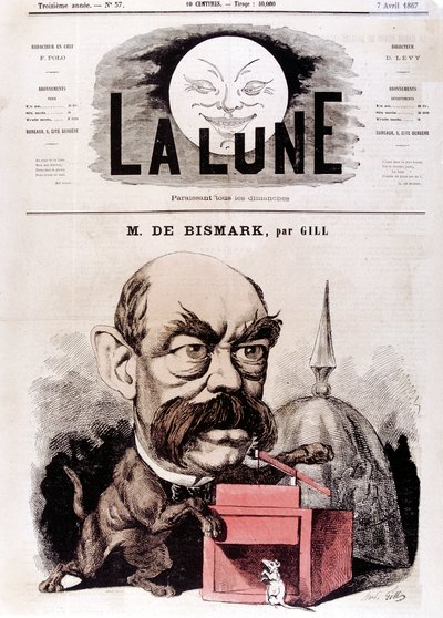 Otto von Bismarck tysk statsmann, da konservativ nestleder og inspektør for Dykes, 1867 av Andre Gill