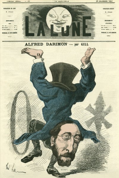 Portrett av Alfred Darimon (1819-1902), fransk politiker. Tegneserie av Gill, i «La Lune», 28. desember av Andre Gill