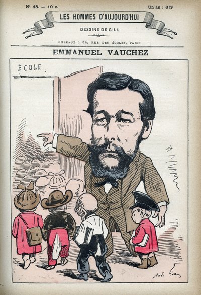 Portrett av Emmanuel Vauchez, fransk politiker. Karikatur av Gill, Paris. av Andre Gill