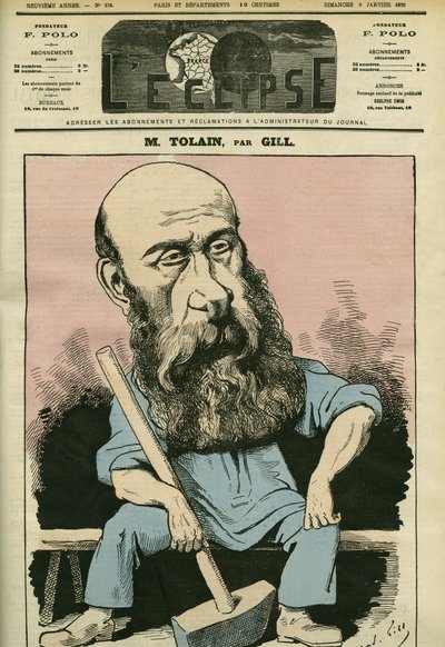 Portrett av Henri Louis Tolain (1828-1897), fransk gravør og politiker. Omslag i "" L