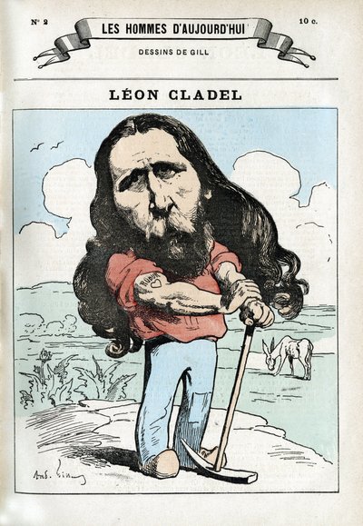 Portrett av Leon Cladel (1835-1892), fransk mann av bokstaven. Karikatur av Gill, Paris. av Andre Gill