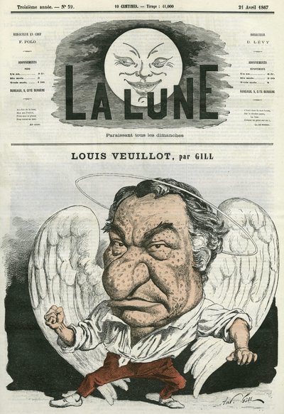 Portrett av Louis Veuillot (1813-1883), fransk journalist og bokstavelig mann. Tegneserie av Gill, i "The Moon", 21. april av Andre Gill