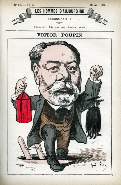 Portrett av Victor Poupin (1838-1906), fransk politiker. Tegneserie av Gill, i «Les Homme d'Today», Paris av Andre Gill