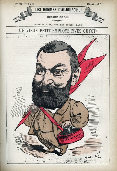 Portrett av Yves Guyot (1843-1928), fransk politiker, publisist og økonom. Tegneserie av Gill, Paris. av Andre Gill