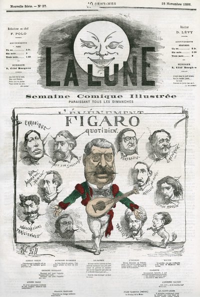 Portrett av journalister fra "Figaro Quotidien"". Tegneserie av Gill, i "The Moon", 18. november av Andre Gill