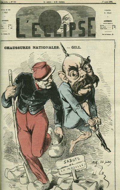 Sko Nationales, Otto von Bismarck (1815-1898) byttet ut støvlene sine mot treskoene på Mosel. Omslag i "" L
