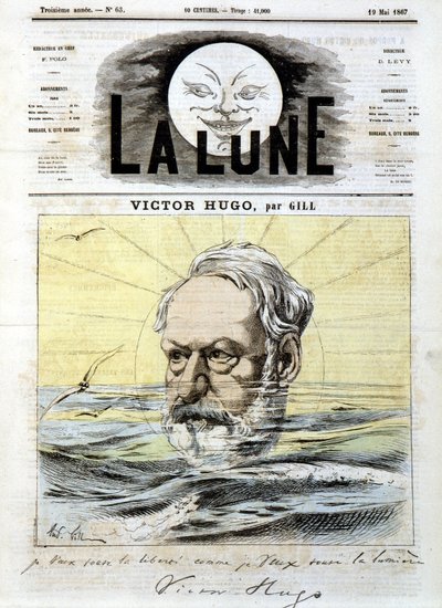 Victor Hugo - av Gill, i "" La Lune"" fra 19.05.1867 av Andre Gill