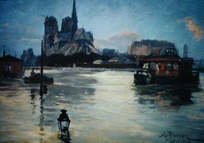 Utsikt over Pont de la Tournelle under flommene i 1910 av Andre Pierson