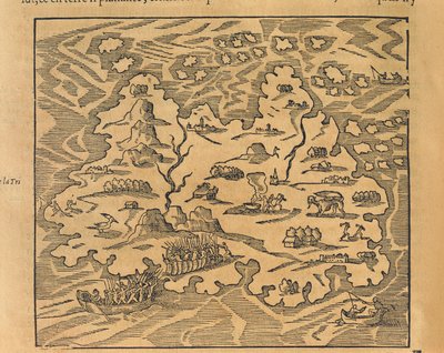 Kart over Trinity Island i Antillene, fra Universal cosmography av Andre Thevet av Andre Thevet
