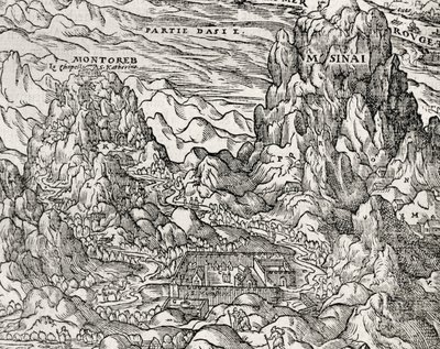 Fjellregion Sinai, gravering av Andre Thevet (1504-1592), Paris, Frankrike av Andre Thevet